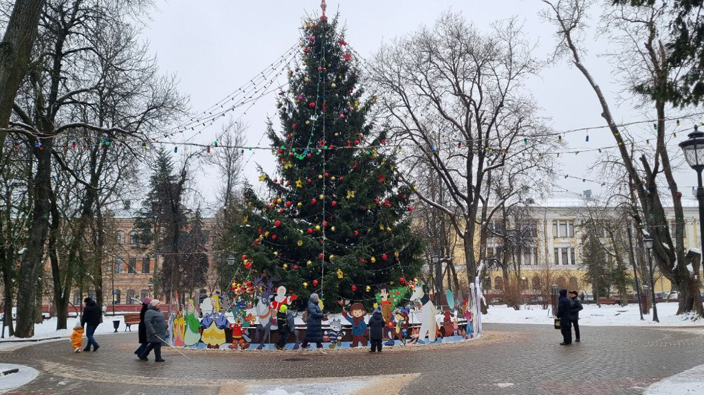 В Брянске украсили главную городскую ёлку в сквере Карла Маркса